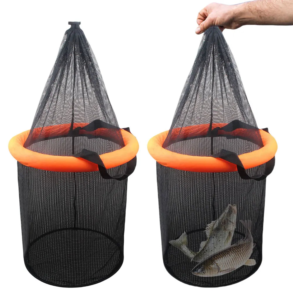 Floating Fishing Bait Basket Foldable Fishing Holder Bucket Fishing Bucket Storage Bag for Caught Fish