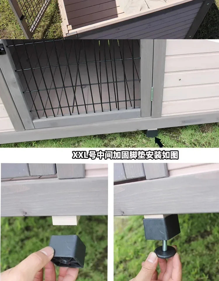 Outdoor Solid Wood Sunscreen Rain Protection Dog House Kennel Dog Cage Dog House Dog, Courtyard Villa Universal