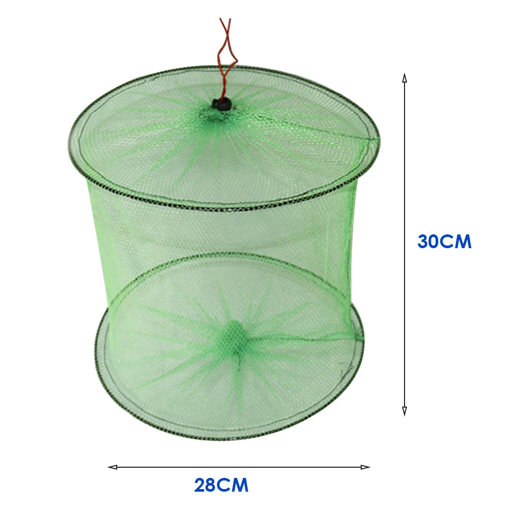 Foldable 2-Layer Fish Guard Nets Mesh Outdoor Portable Nylon Fish Crab Lobster Storage Cage Fishing Trap Network