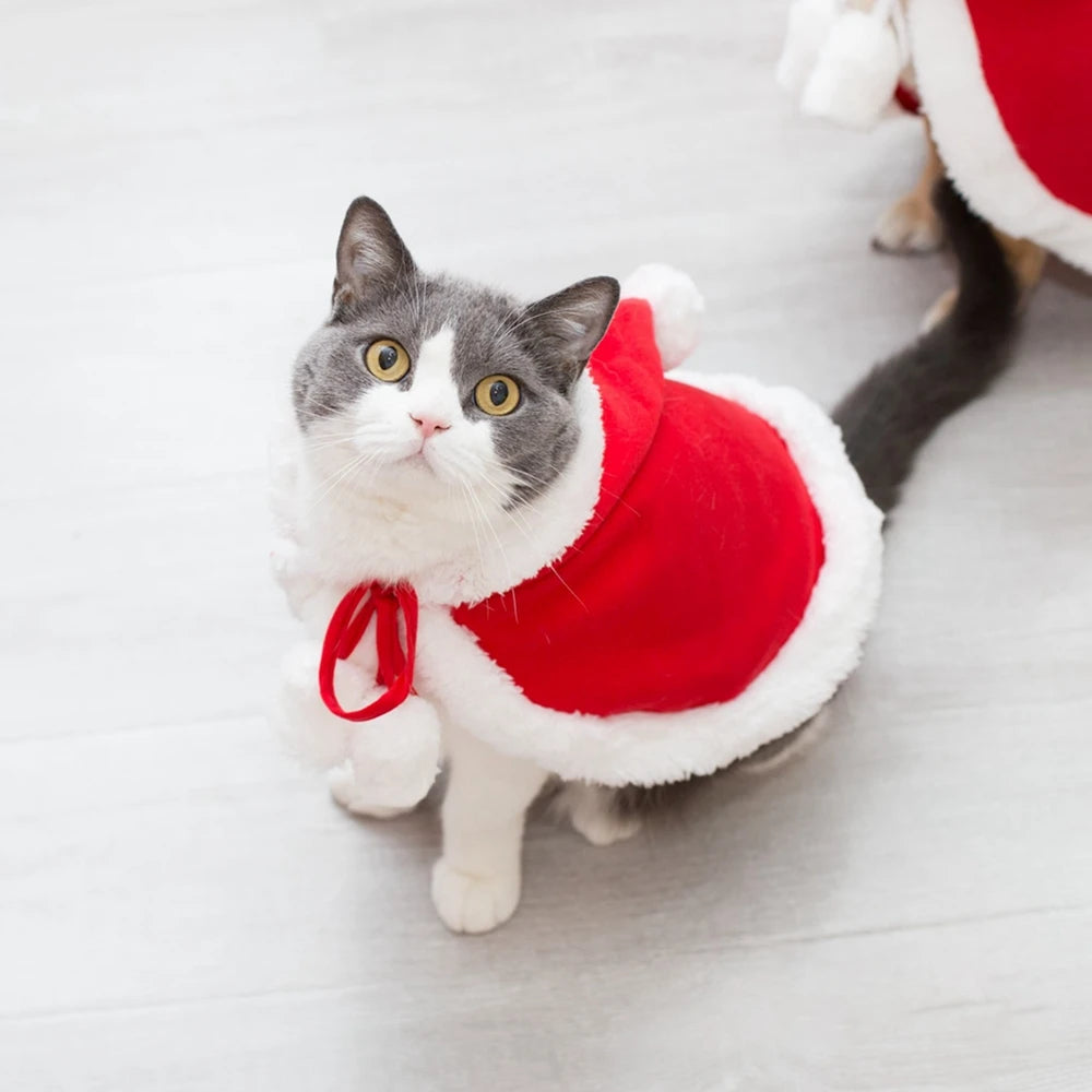 Pet Cat Dog Cape Change Into Santa Cape Deer Red Riding Hood Warm Plush Kawaii Comfortable Windproof Repeat Costume