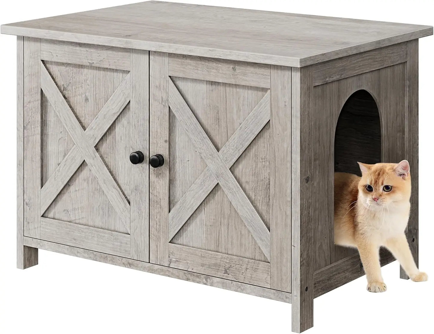 Hidden Cat Litter Box Enclosure with Removable Divider, Grey Furniture for Indoor Cats