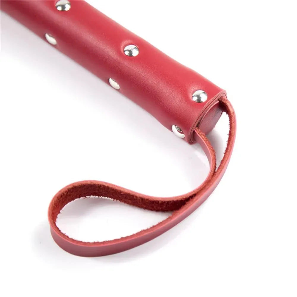 62.5CM Halloween Cosplay Cowhide Horse Whip with Leather Handle Riding Crop Whips