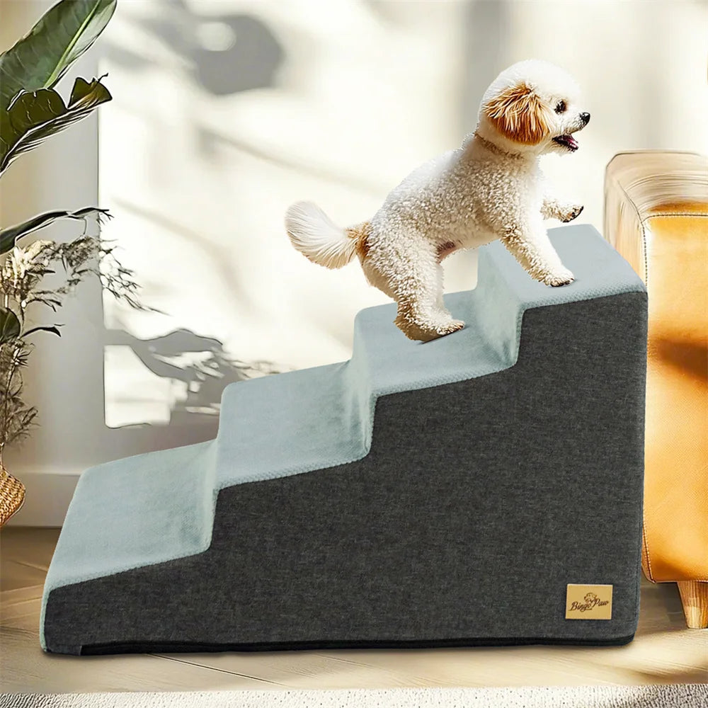 Pet 3/4 Step Stair Dog Cat Ramp Ladder High-Density Foam Sponge Dogs Sofa Removable and Washable Training Pet Ramp Stairs