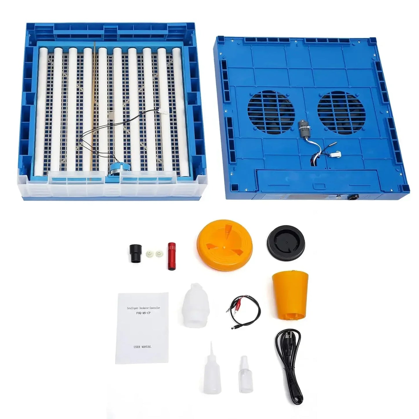 Incubator, 64 Egg Incubator 110V/12V Blue Incubator Automatic Smart Household Mini Chicken Egg Water Bed Incubator Box