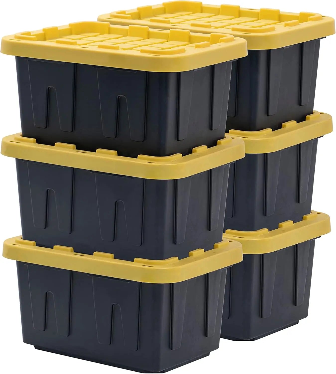 5GL Heavy Duty Tough Storage Container & Snap-Tight Lid,8.6"H*12.3"W*16.4"D,Weather-Resistant Design and Stackable[6 Pack]