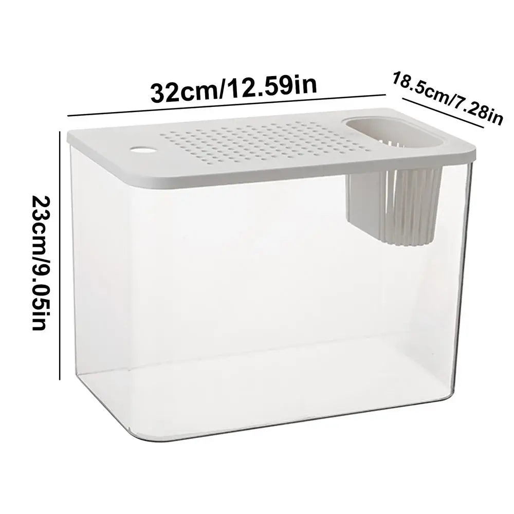 Betta Aquarium Tank Transparent Turtle Tank Aquarium Fish Bowls Small Aquariums Decorative Compact Tank For Turtle Breeding