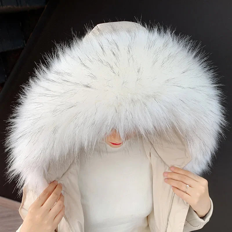 Women Blinger Faux Raccoon Fur Detachable Collar For Winter Coat And Hoody Decorative Fake Collar Fur Customerized False Collar