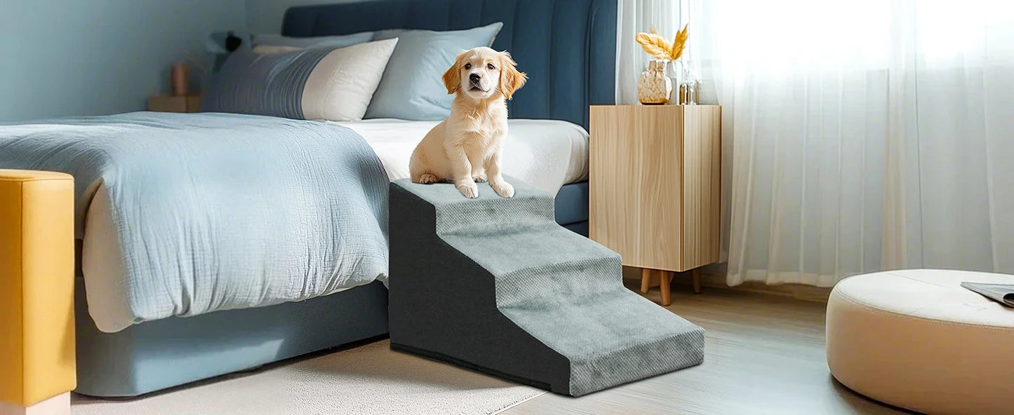 Pet 3/4 Step Stair Dog Cat Ramp Ladder High-Density Foam Sponge Dogs Sofa Removable and Washable Training Pet Ramp Stairs