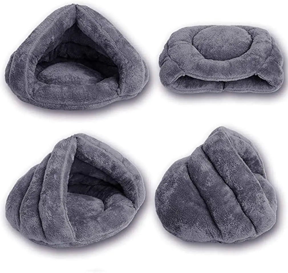Pet Tent Cave Bed for Cats & Dogs - Warm Fleece Sleeping Bag, Cozy Burrow House for Small to Medium Pets