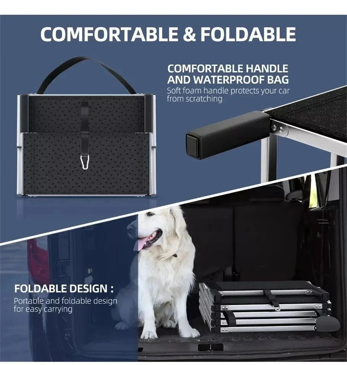 In Vehicle Mounted Four Step Folding Dog Stairs Heavy Duty