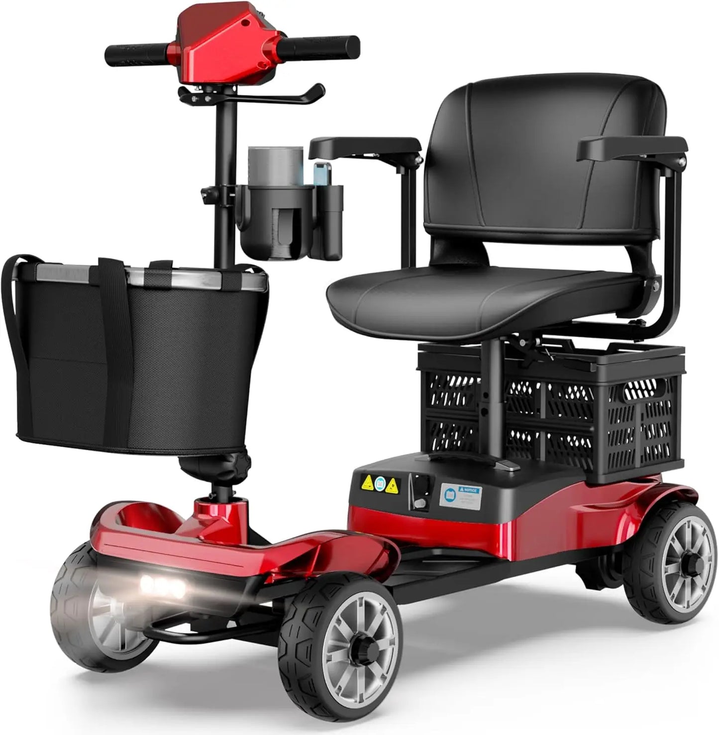 4 Wheel Mobility Scooter for Adults - Foldable Motorized Scooters 330 lb Capacity with Removable Battery, Dual Basket