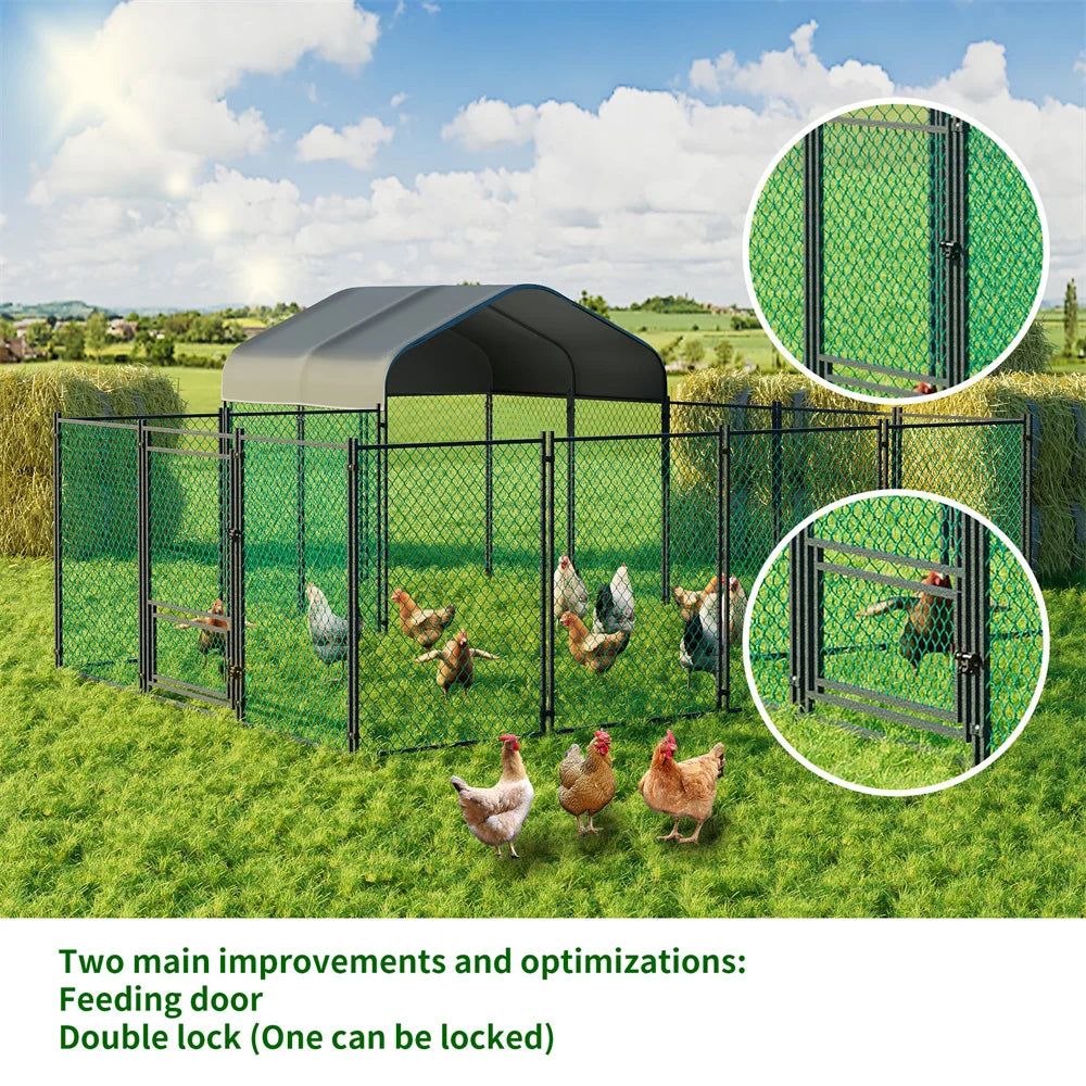 Large Walk-in Chicken Run Coop Cage Hens Rabbit Ducks Chickens Poultry Pen for Outside Yard Farm