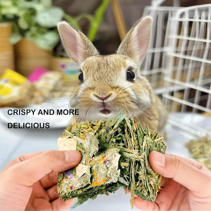 10 Pack Rabbit Toys with Herbal Flowers and Timothy Hay Grass Chips for Small Animals: Chew Toys for Guinea Pigs Hamsters Chinc
