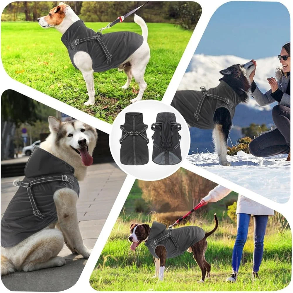 Reflective Waterproof Dog Raincoat Adjustable Hooded Jacket Small Medium Large Dogs Easy Wear Outdoor