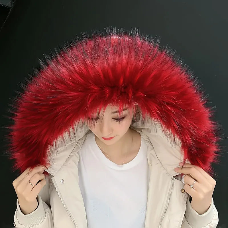 Women Blinger Faux Raccoon Fur Detachable Collar For Winter Coat And Hoody Decorative Fake Collar Fur Customerized False Collar
