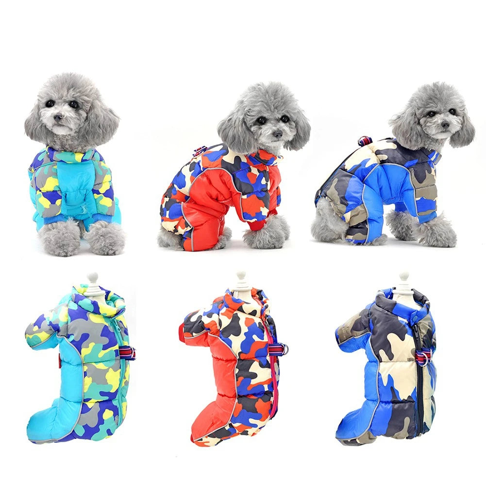 Autumn Winter Pet Dog Padded Coat Super Warm Jacket Thicken Reflective Dog Clothes Waterproof Puppy Jumpsuits Pet Dog Clothing