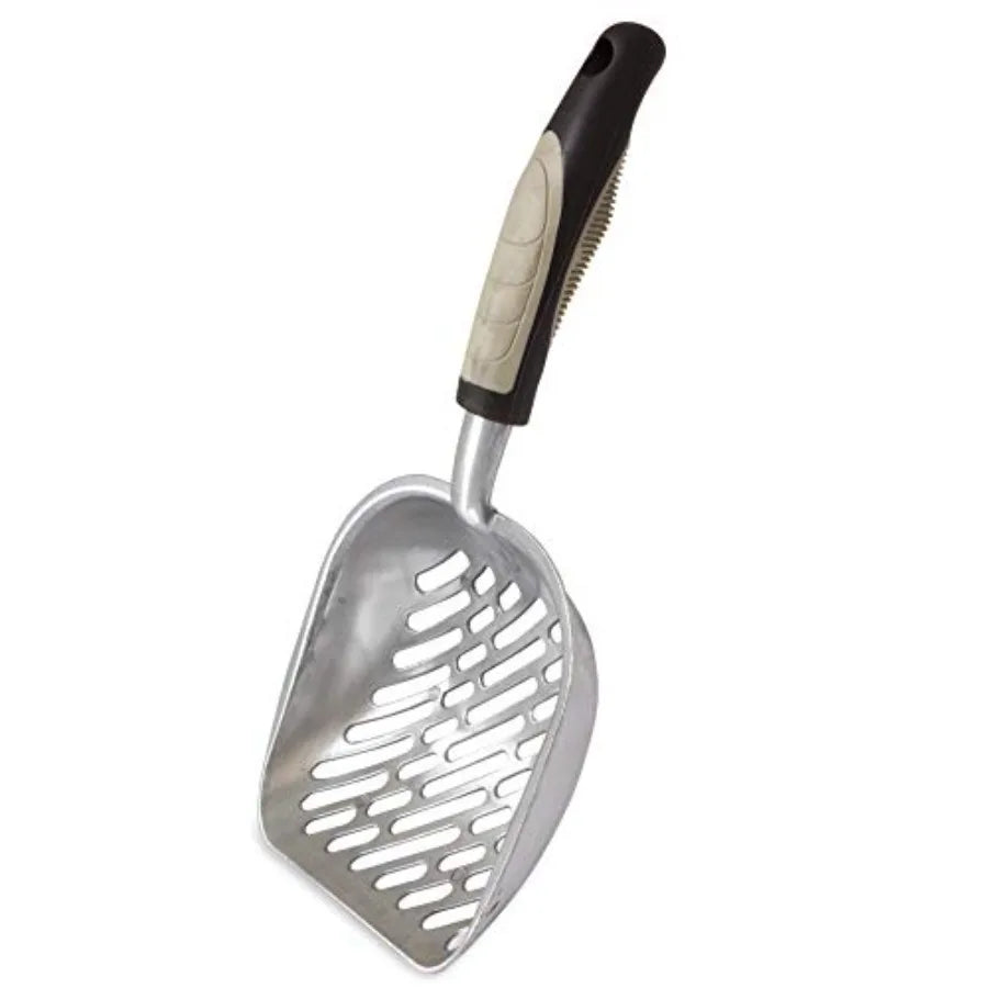 Metal Cat/Kitty Litter Scoop Deep Shovel Premium n-Stick Large Scooper with n-Slip Handle and Curved Design for Maximum Coverag