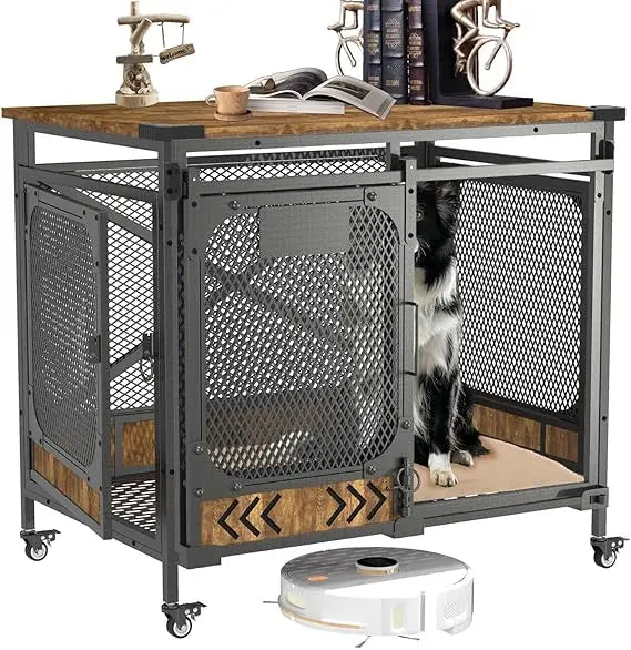 Heavy-Duty Farmhouse Furniture Dog Crate – XL Indoor Kennel for Medium to Large Dogs with Double Doors | Stylish Large Dog Cage