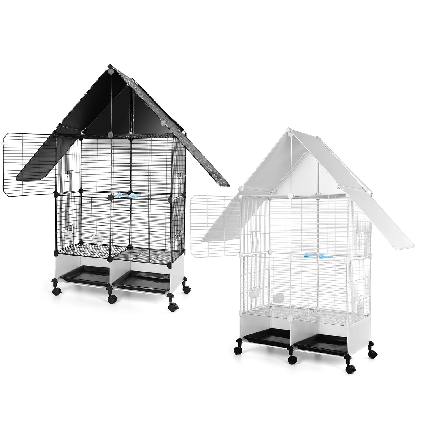 Bird Cage with Rolling Stand House Shape Bird Cage Large 2 Tier Bird Cage Bird Villa for Canary Finch Budgie Lovebirds