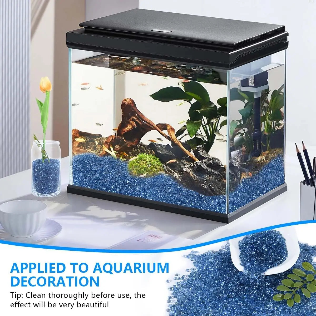 1 LB Clear Sea Glass Stones – Aquarium Gravel, Fish Tank & Garden Decor, Vase & Succulent Filler