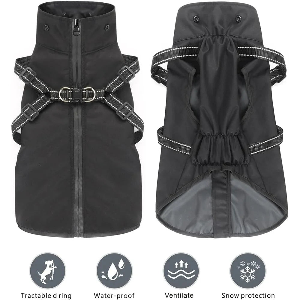 Reflective Waterproof Dog Raincoat Adjustable Hooded Jacket Small Medium Large Dogs Easy Wear Outdoor