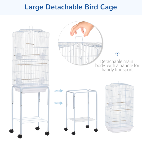 Bird Cage Starter Kit with Removable Rolling Stand for Easy Mobility and Convenience