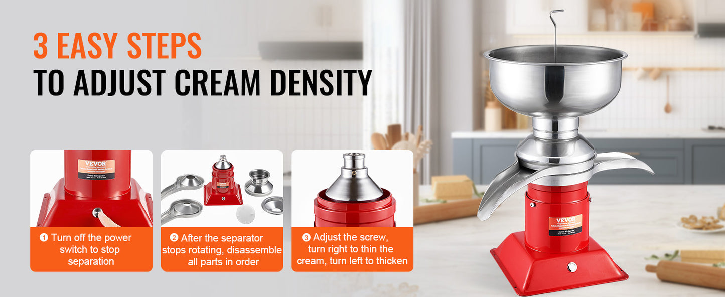 SucceBuy 304 Stainless Steel Electric Cream Separators 100L/H Output 10500RPM Goat Milk Separator 30W  5L Bowl Capacity 100-240V