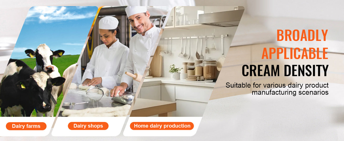 SucceBuy 304 Stainless Steel Electric Cream Separators 100L/H Output 10500RPM Goat Milk Separator 30W  5L Bowl Capacity 100-240V