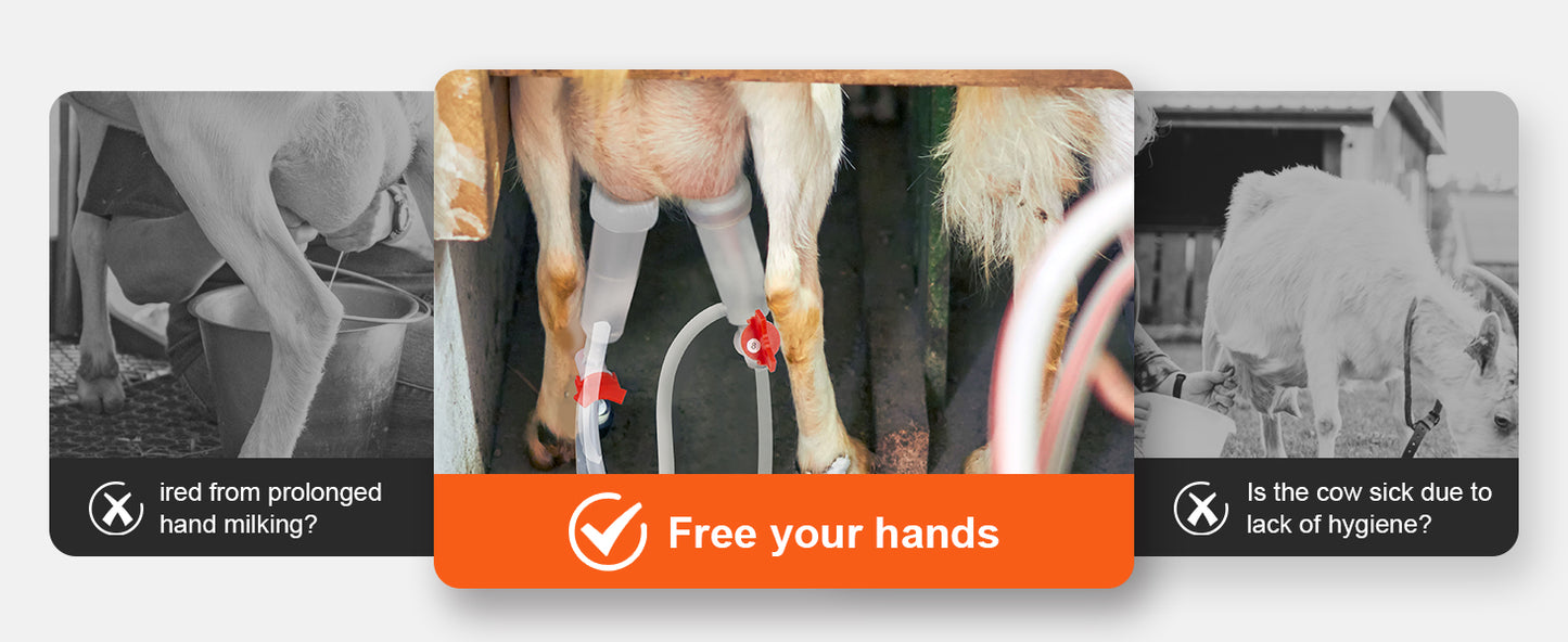 SucceBuy Goat Milking Machine Stainless Steel Bucket Electric Automatic Pulsation Cup Tubes Adjustable Suction for Cow and Sheep