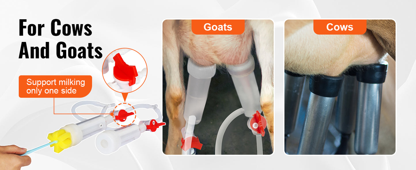 SucceBuy Goat Milking Machine Stainless Steel Bucket Electric Automatic Pulsation Cup Tubes Adjustable Suction for Cow and Sheep