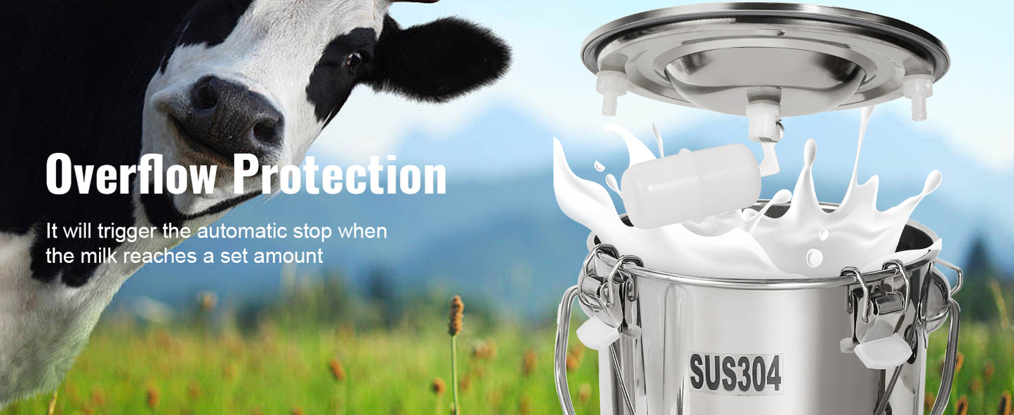 SucceBuy Goat Milking Machine Stainless Steel Bucket Electric Automatic Pulsation Cup Tubes Adjustable Suction for Cow and Sheep
